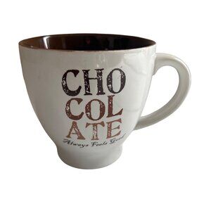 Chocolate Mug By Pier 1 Imports 4" Height Stoneware White & Brown